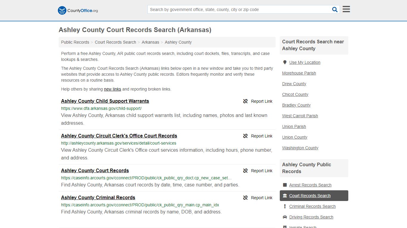 Ashley County Court Records Search (Arkansas) - County Office